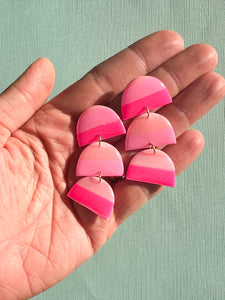 Pink Striped Stacked Dangles