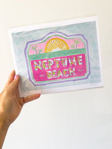 Neptune Beach Sign Print - 8x10