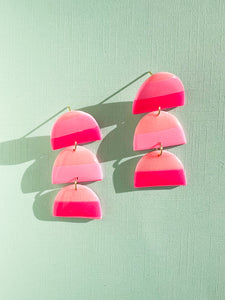 Pink Striped Stacked Dangles