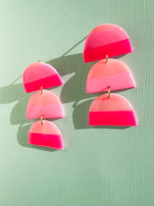 Pink Striped Stacked Dangles