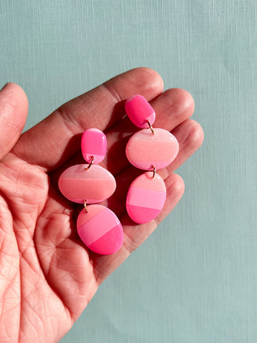 Pink Striped Organic Dangles