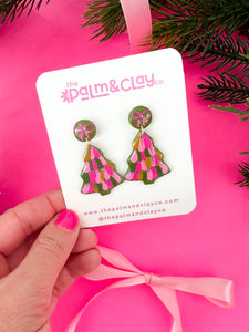 Handpainted Green/Pink Christmas Trees