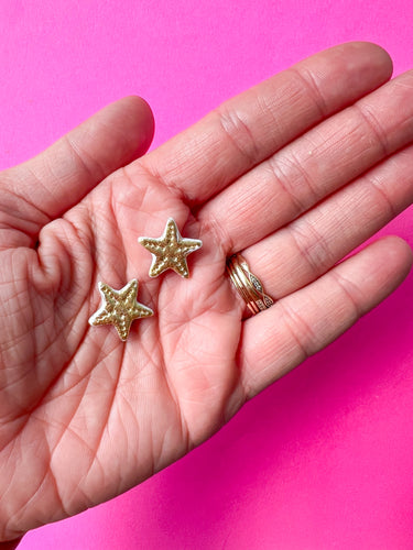 Gold StarFish Stud Earrings